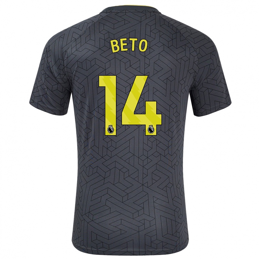 Kids Football Beto #14 Black Yellow Away Jersey 2024/25 T-Shirt Nz