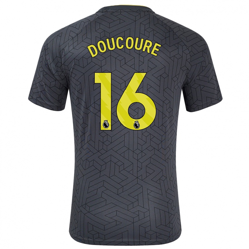 Kids Football Abdoulaye Doucouré #16 Black Yellow Away Jersey 2024/25 T-Shirt Nz