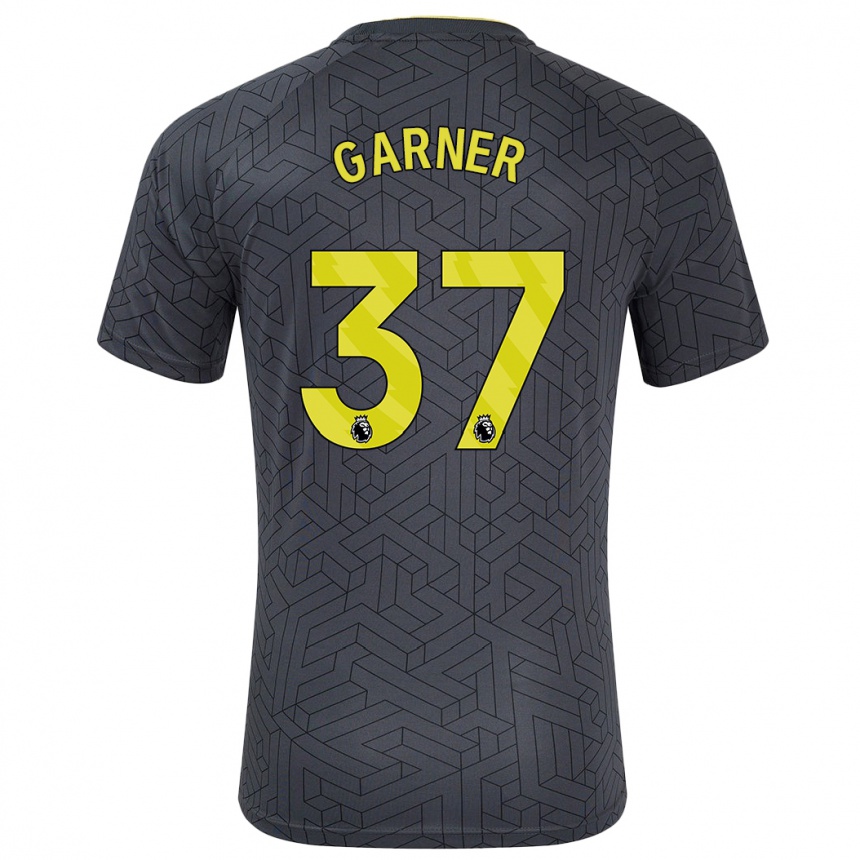 Kids Football James Garner #37 Black Yellow Away Jersey 2024/25 T-Shirt Nz