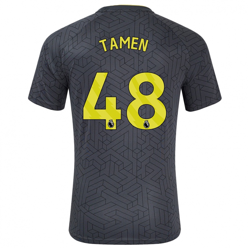 Kids Football William Tamen #48 Black Yellow Away Jersey 2024/25 T-Shirt Nz