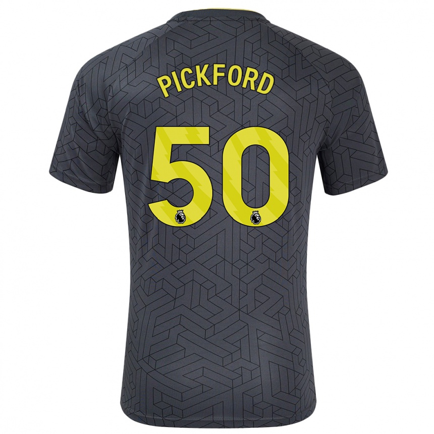 Kids Football George Pickford #50 Black Yellow Away Jersey 2024/25 T-Shirt Nz