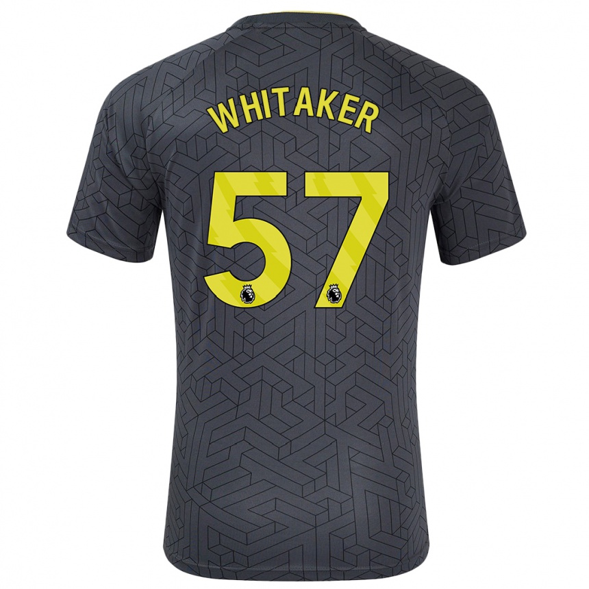 Kids Football Charlie Whitaker #57 Black Yellow Away Jersey 2024/25 T-Shirt Nz