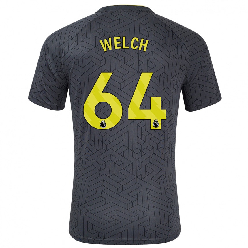 Kids Football Reece Welch #64 Black Yellow Away Jersey 2024/25 T-Shirt Nz