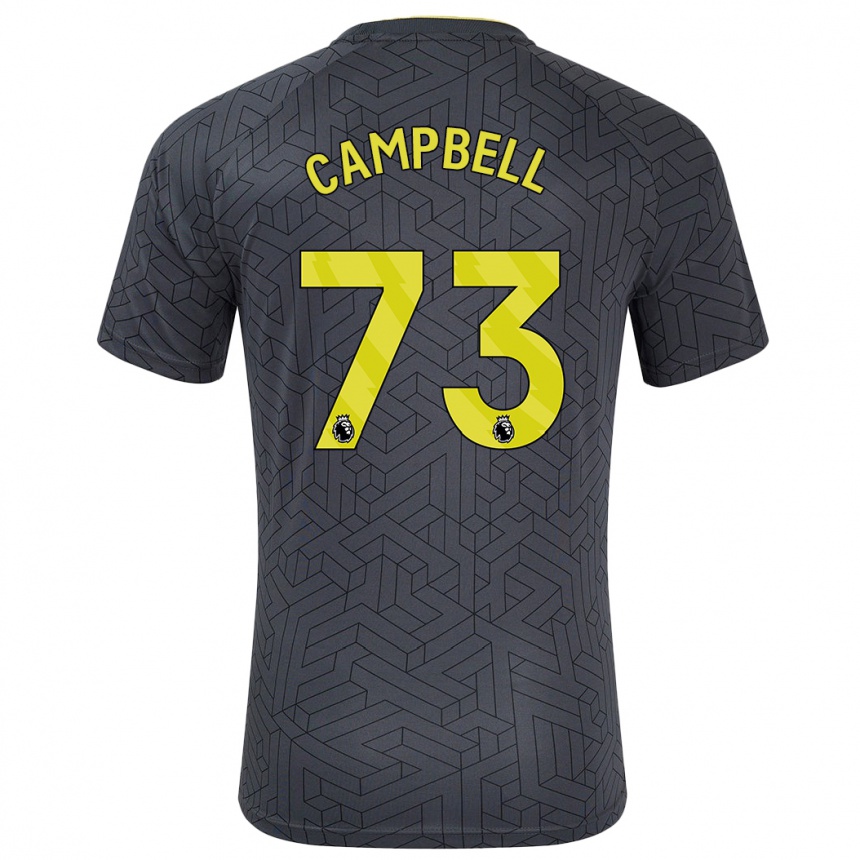 Kids Football Elijah Campbell #73 Black Yellow Away Jersey 2024/25 T-Shirt Nz