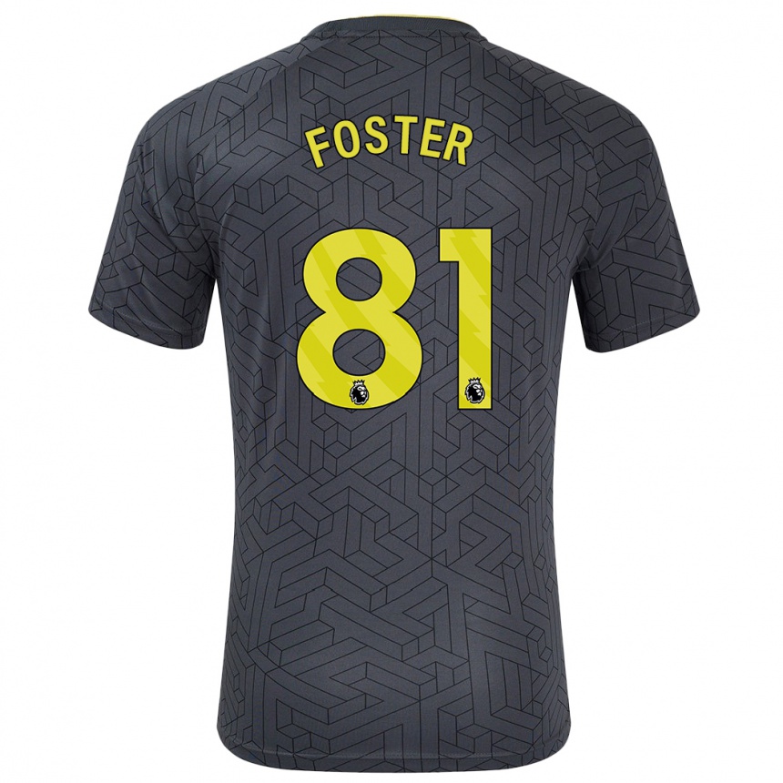 Kids Football Harvey Foster #81 Black Yellow Away Jersey 2024/25 T-Shirt Nz