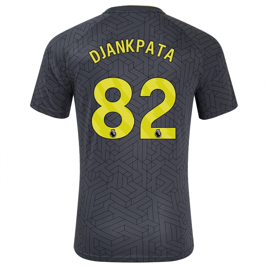 Kids Football Halid Djankpata #82 Black Yellow Away Jersey 2024/25 T-Shirt Nz