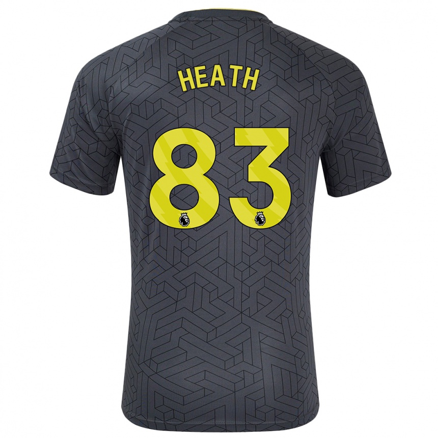 Kids Football Isaac Heath #83 Black Yellow Away Jersey 2024/25 T-Shirt Nz