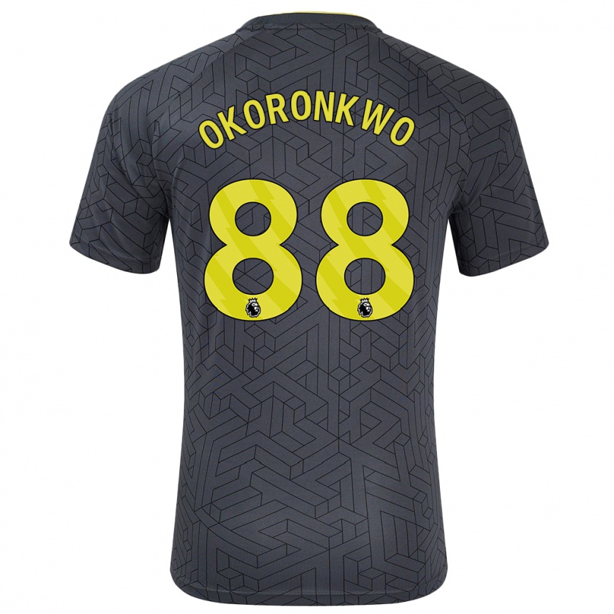 Kids Football Francis Okoronkwo #88 Black Yellow Away Jersey 2024/25 T-Shirt Nz