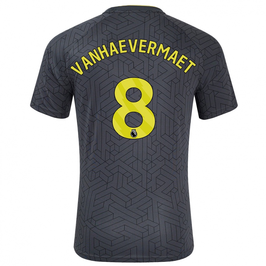 Kids Football Justine Vanhaevermaet #8 Black Yellow Away Jersey 2024/25 T-Shirt Nz