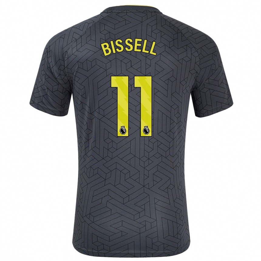 Kids Football Emma Bissell #11 Black Yellow Away Jersey 2024/25 T-Shirt Nz