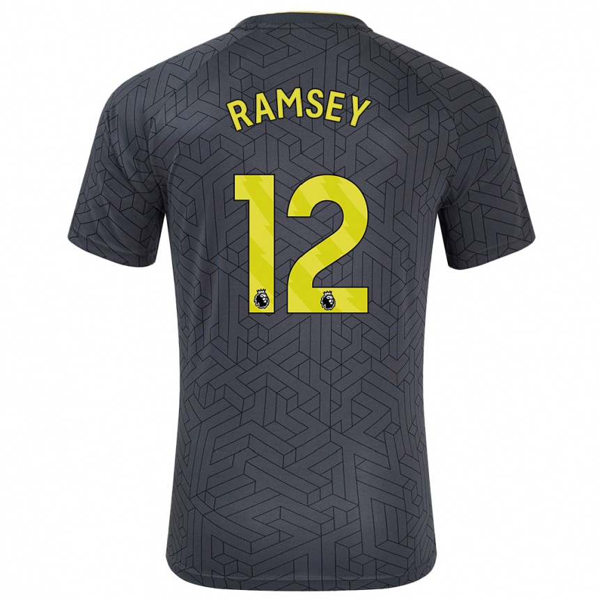 Kids Football Emily Ramsey #12 Black Yellow Away Jersey 2024/25 T-Shirt Nz