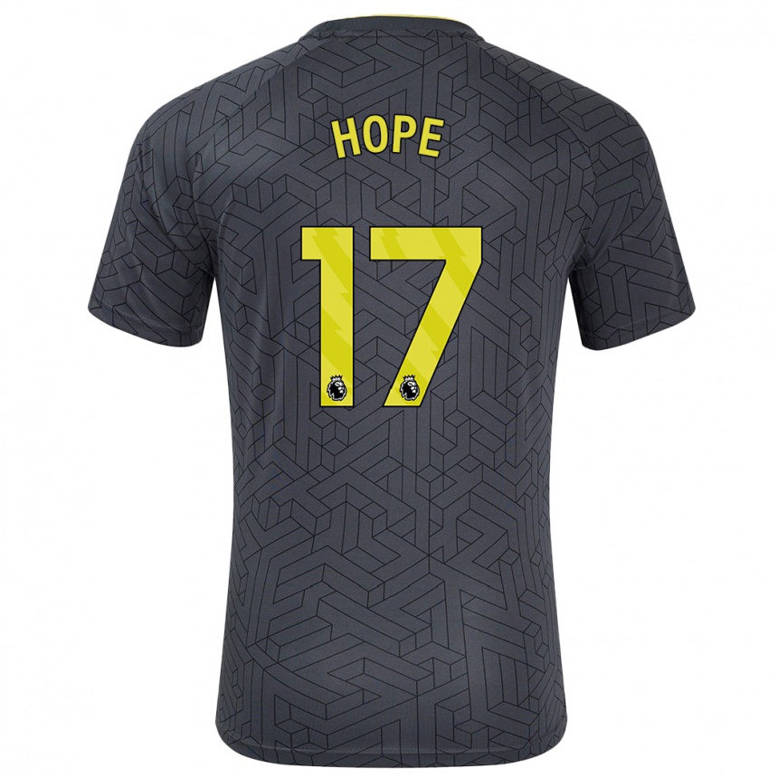 Kids Football Lucy Hope #17 Black Yellow Away Jersey 2024/25 T-Shirt Nz