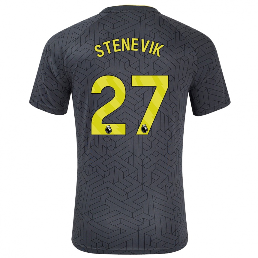 Kids Football Elise Stenevik #27 Black Yellow Away Jersey 2024/25 T-Shirt Nz