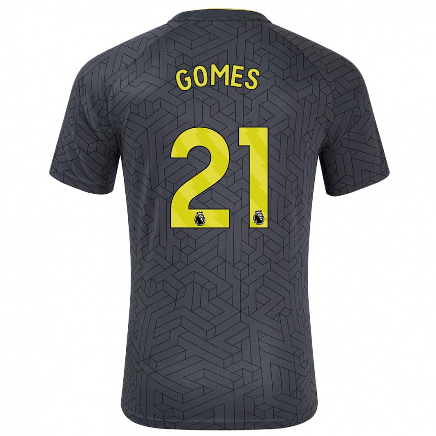 Kids Football André Gomes #21 Black Yellow Away Jersey 2024/25 T-Shirt Nz