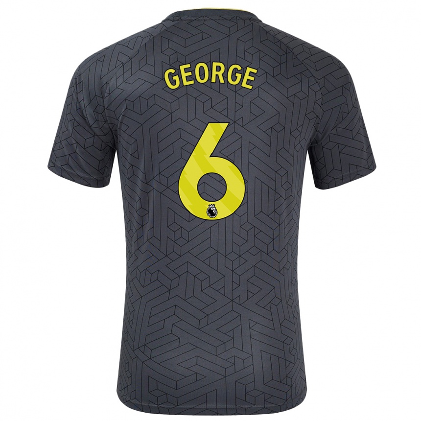 Kids Football Gabrielle George #6 Black Yellow Away Jersey 2024/25 T-Shirt Nz