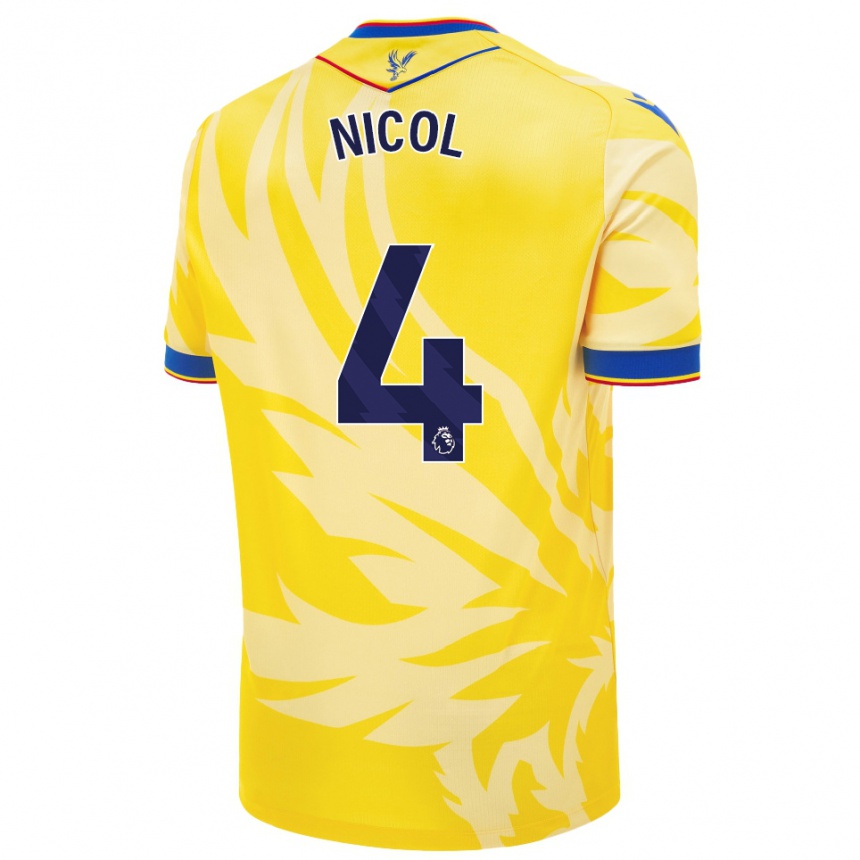 Kids Football Leigh Nicol #4 Yellow Away Jersey 2024/25 T-Shirt Nz