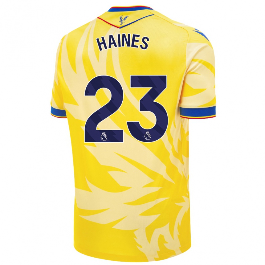 Kids Football Coral-Jade Haines #23 Yellow Away Jersey 2024/25 T-Shirt Nz