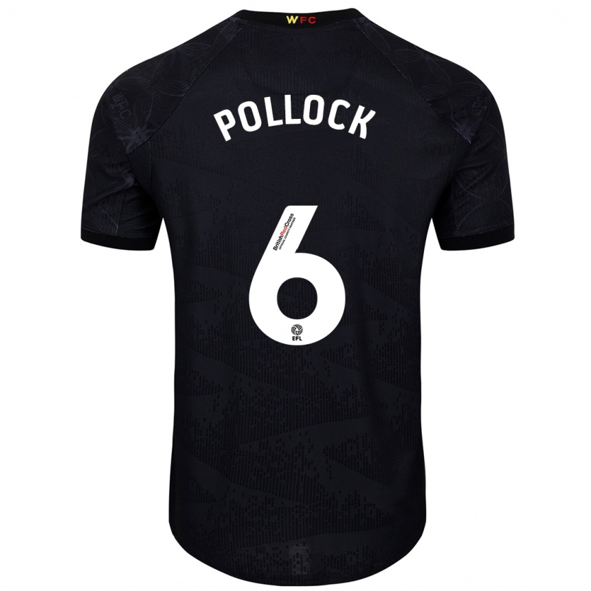 Kids Football Mattie Pollock #6 Black White Away Jersey 2024/25 T-Shirt Nz