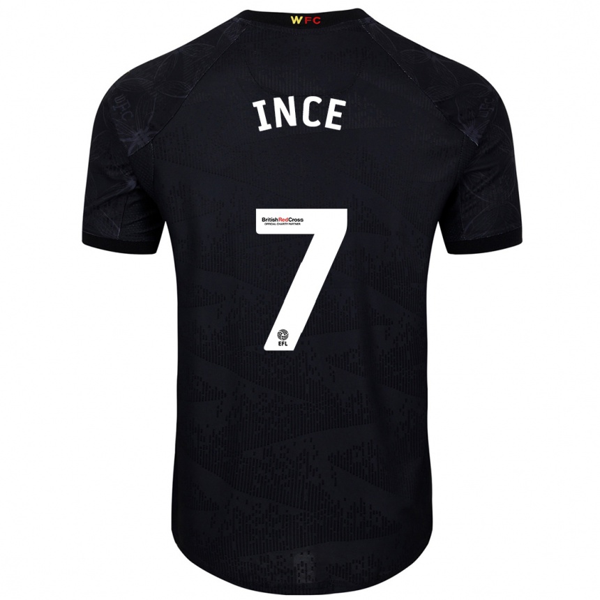 Kids Football Tom Ince #7 Black White Away Jersey 2024/25 T-Shirt Nz