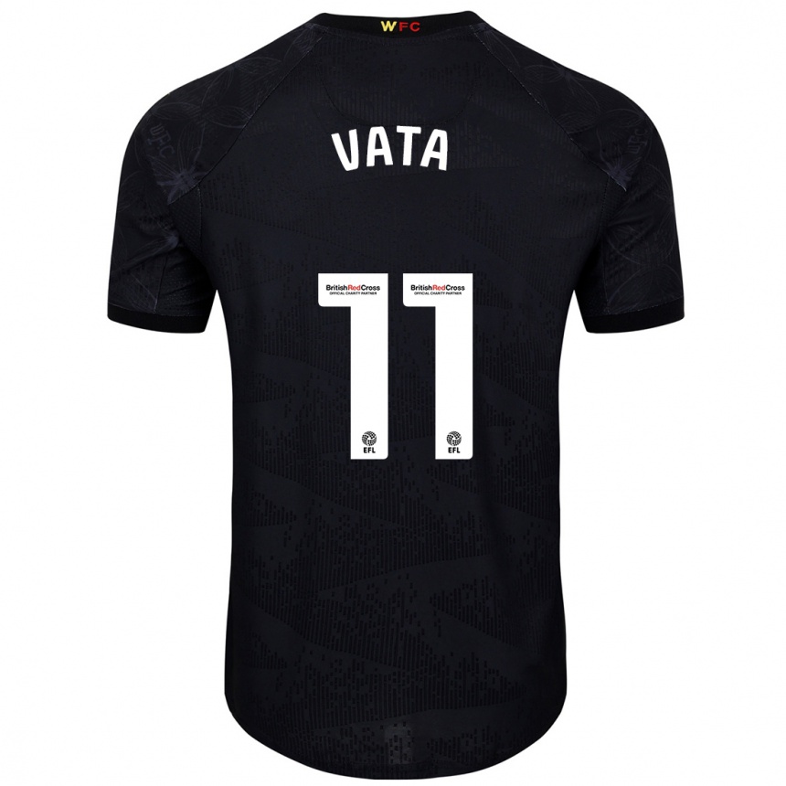 Kids Football Rocco Vata #11 Black White Away Jersey 2024/25 T-Shirt Nz