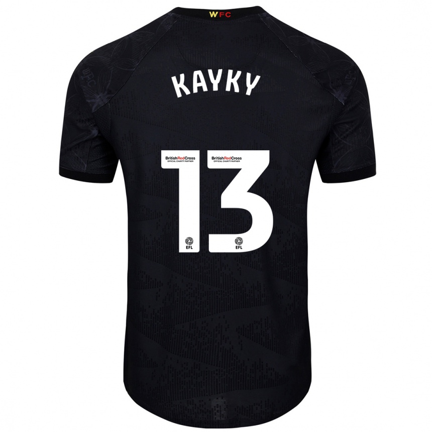 Kids Football Kayky Almeida #13 Black White Away Jersey 2024/25 T-Shirt Nz