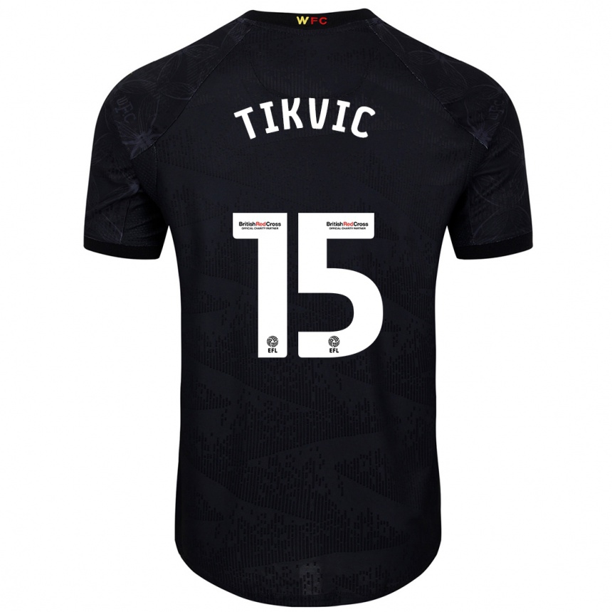 Kids Football Antonio Tikvic #15 Black White Away Jersey 2024/25 T-Shirt Nz