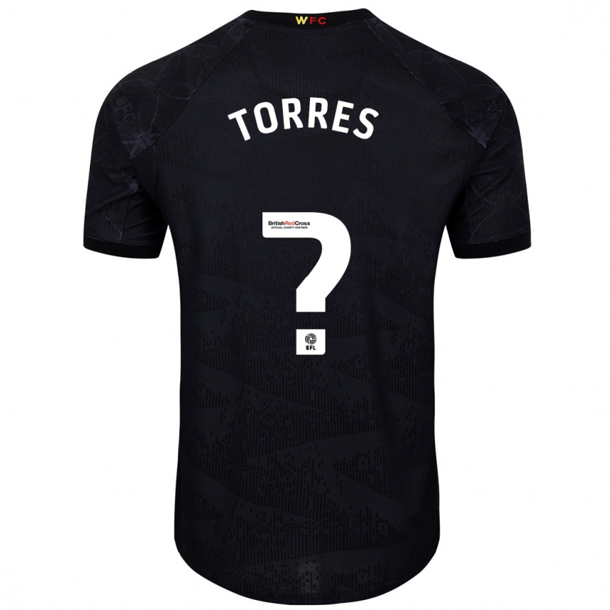 Kids Football Laken Torres #0 Black White Away Jersey 2024/25 T-Shirt Nz