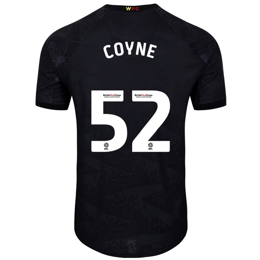 Kids Football Aidan Coyne #52 Black White Away Jersey 2024/25 T-Shirt Nz