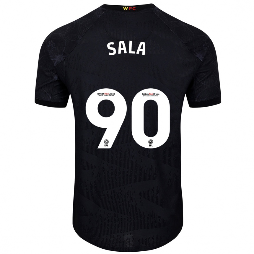 Kids Football Joel Sala #90 Black White Away Jersey 2024/25 T-Shirt Nz