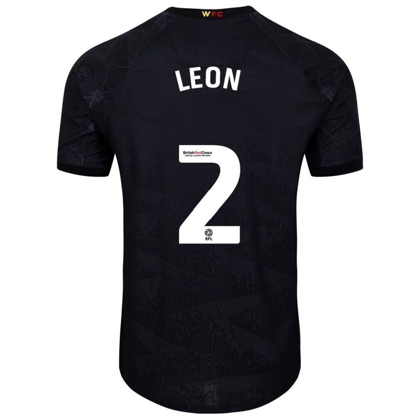 Kids Football Lucía León #2 Black White Away Jersey 2024/25 T-Shirt Nz