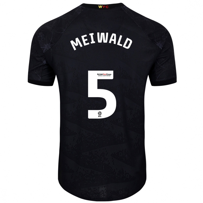 Kids Football Anne Meiwald #5 Black White Away Jersey 2024/25 T-Shirt Nz