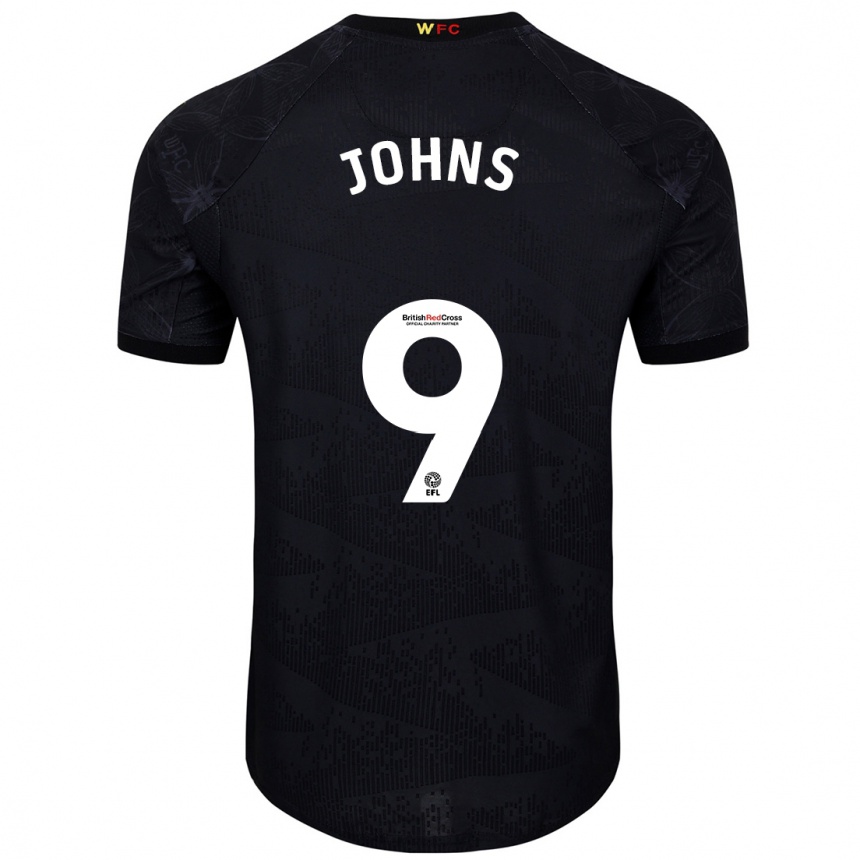 Kids Football Carly Johns #9 Black White Away Jersey 2024/25 T-Shirt Nz