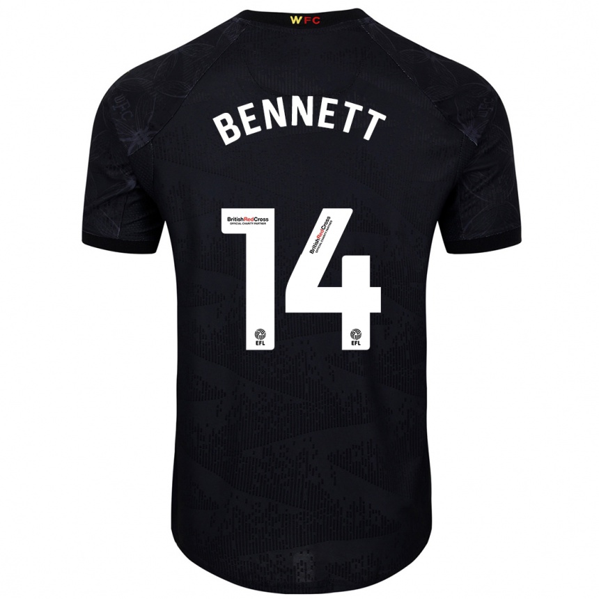 Kids Football Harley Bennett #14 Black White Away Jersey 2024/25 T-Shirt Nz