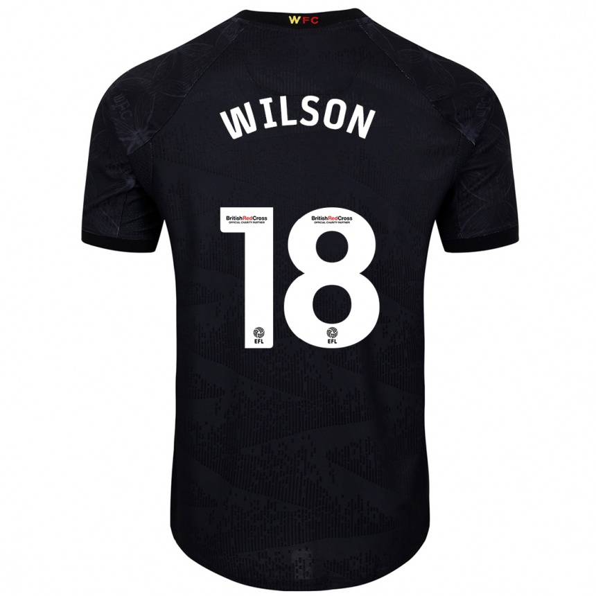 Kids Football Poppy Wilson #18 Black White Away Jersey 2024/25 T-Shirt Nz