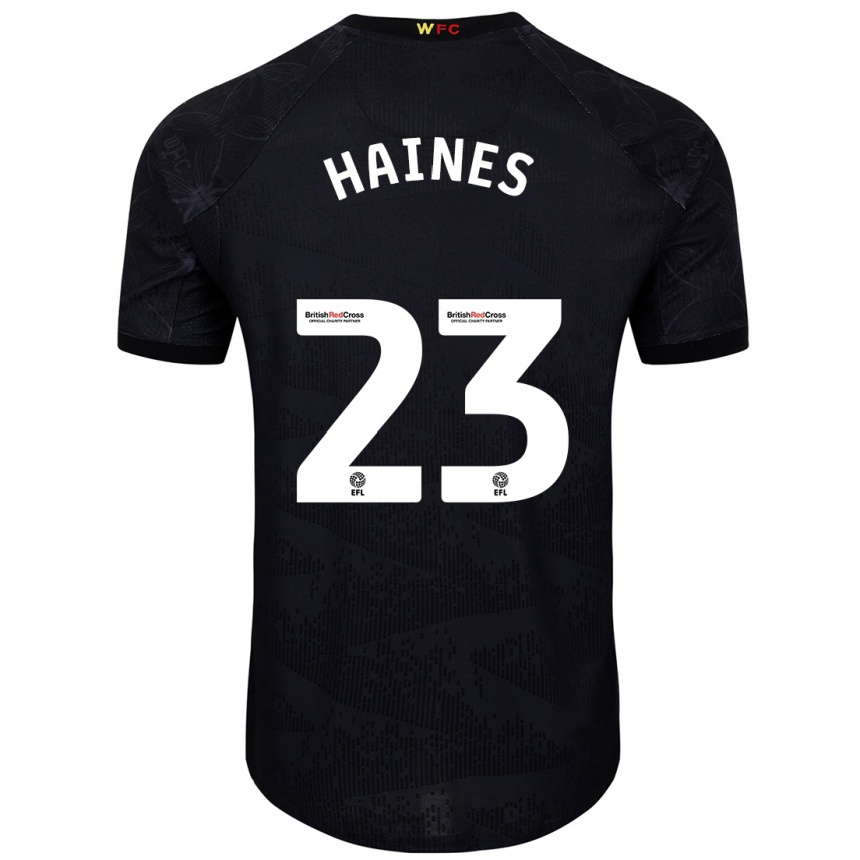 Kids Football Coral-Jade Haines #23 Black White Away Jersey 2024/25 T-Shirt Nz