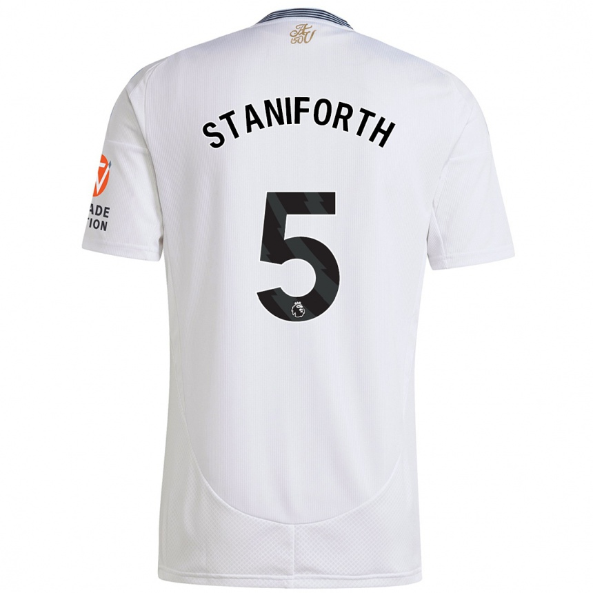 Kids Football Lucy Staniforth #5 White Away Jersey 2024/25 T-Shirt Nz