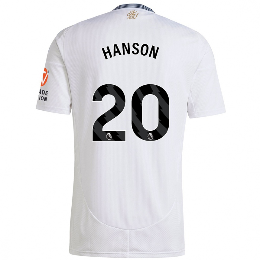 Kids Football Kirsty Hanson #20 White Away Jersey 2024/25 T-Shirt Nz