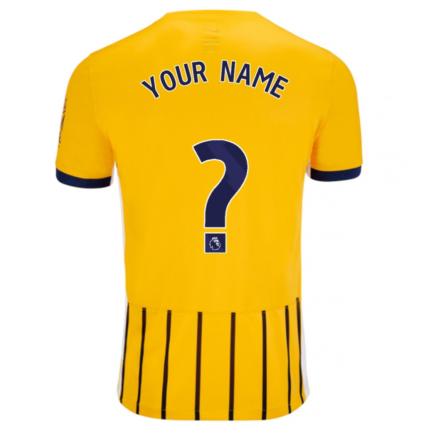 Kids Football Your Name #0 Gold Blue Pinstripes Away Jersey 2024/25 T-Shirt Nz