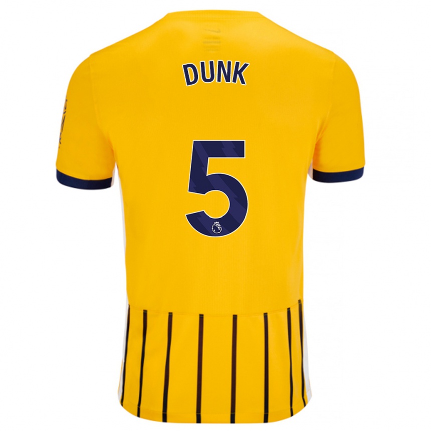 Kids Football Lewis Dunk #5 Gold Blue Pinstripes Away Jersey 2024/25 T-Shirt Nz