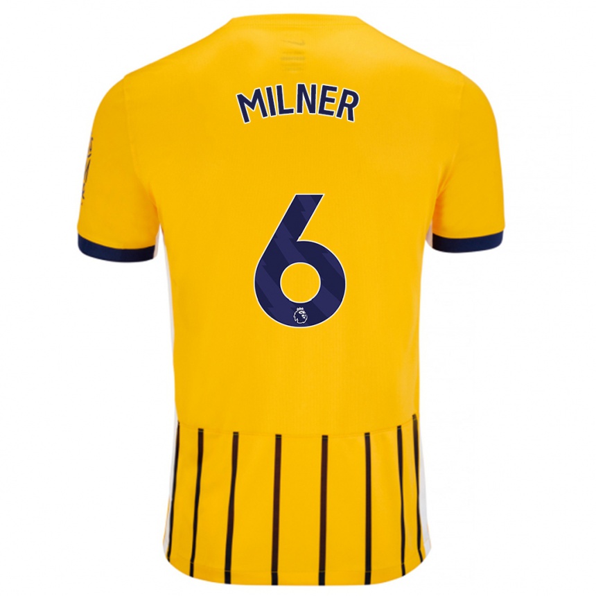 Kids Football James Milner #6 Gold Blue Pinstripes Away Jersey 2024/25 T-Shirt Nz