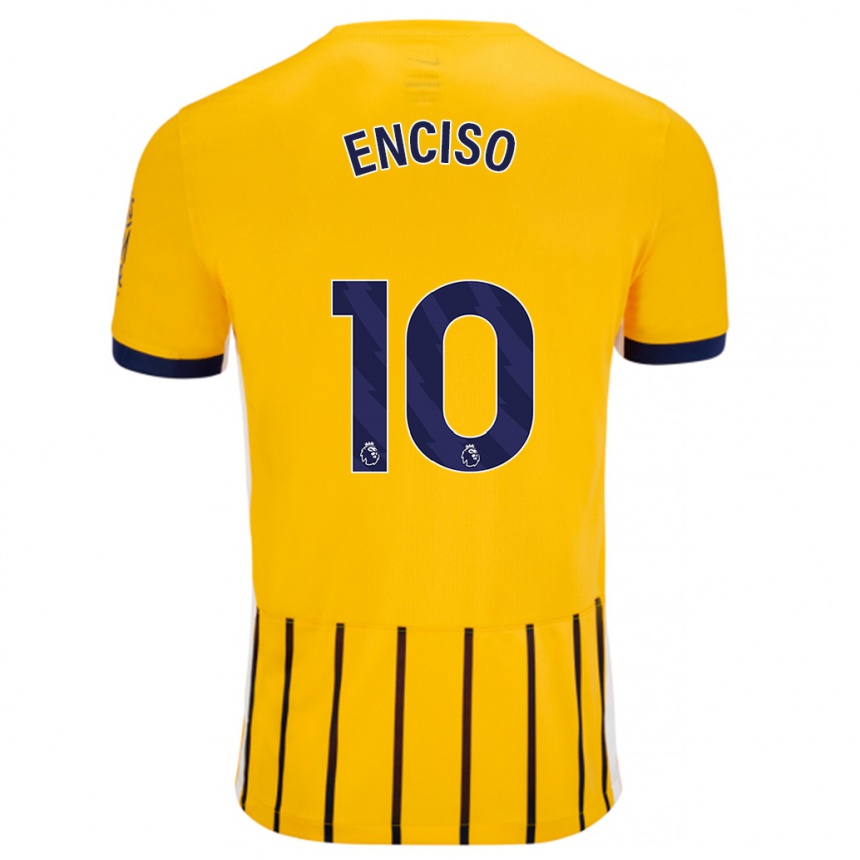 Kids Football Julio Enciso #10 Gold Blue Pinstripes Away Jersey 2024/25 T-Shirt Nz