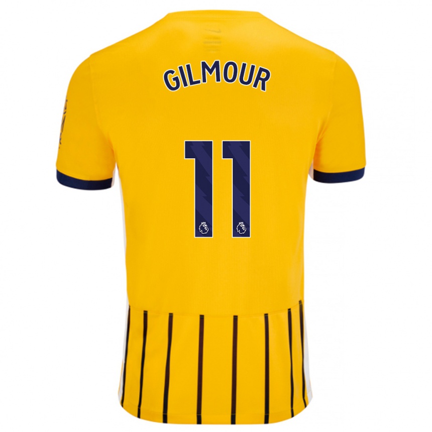 Kids Football Billy Gilmour #11 Gold Blue Pinstripes Away Jersey 2024/25 T-Shirt Nz