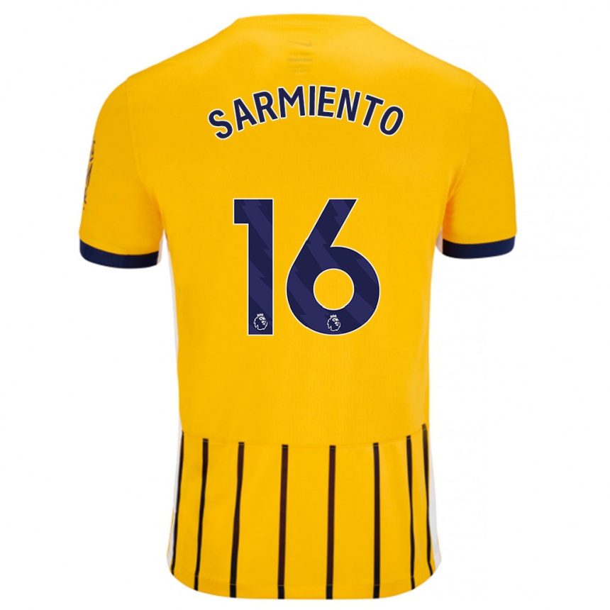 Kids Football Jeremy Sarmiento #16 Gold Blue Pinstripes Away Jersey 2024/25 T-Shirt Nz