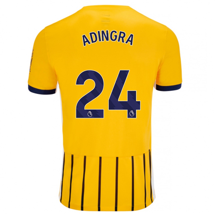 Kids Football Simon Adingra #24 Gold Blue Pinstripes Away Jersey 2024/25 T-Shirt Nz