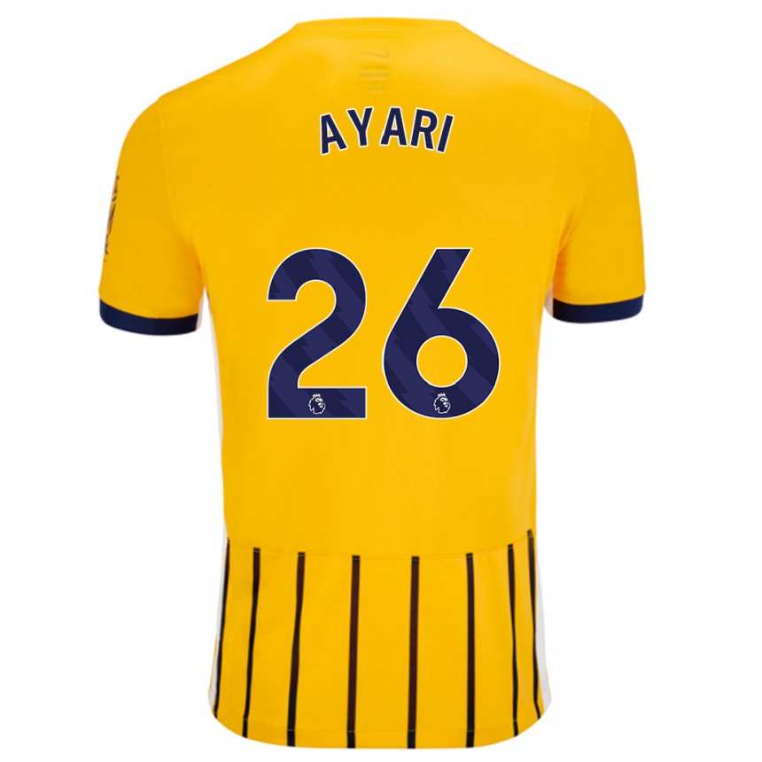 Kids Football Yasin Ayari #26 Gold Blue Pinstripes Away Jersey 2024/25 T-Shirt Nz