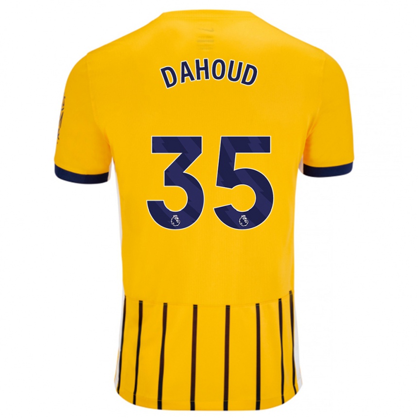 Kids Football Mahmoud Dahoud #35 Gold Blue Pinstripes Away Jersey 2024/25 T-Shirt Nz