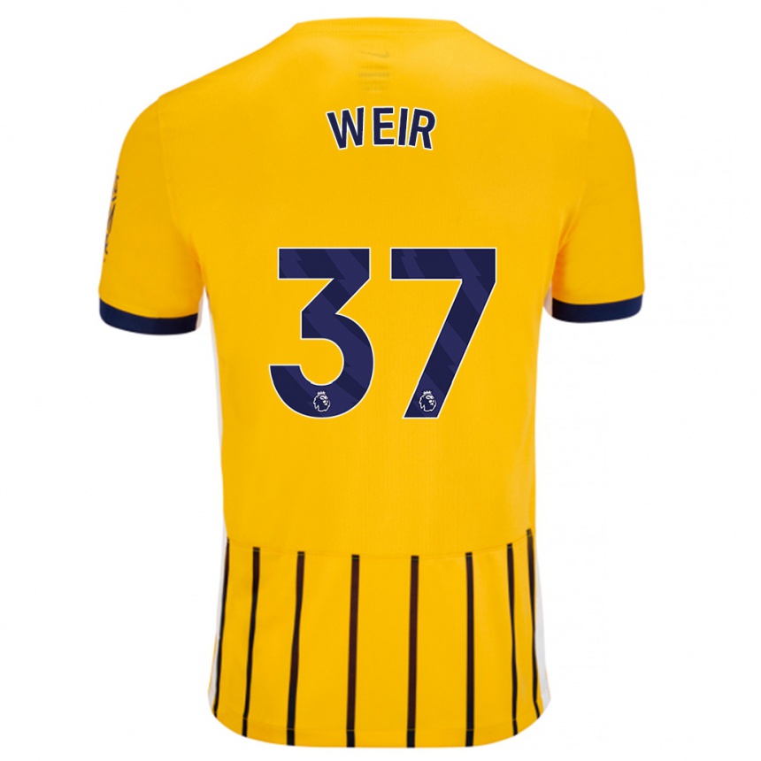 Kids Football Jensen Weir #37 Gold Blue Pinstripes Away Jersey 2024/25 T-Shirt Nz