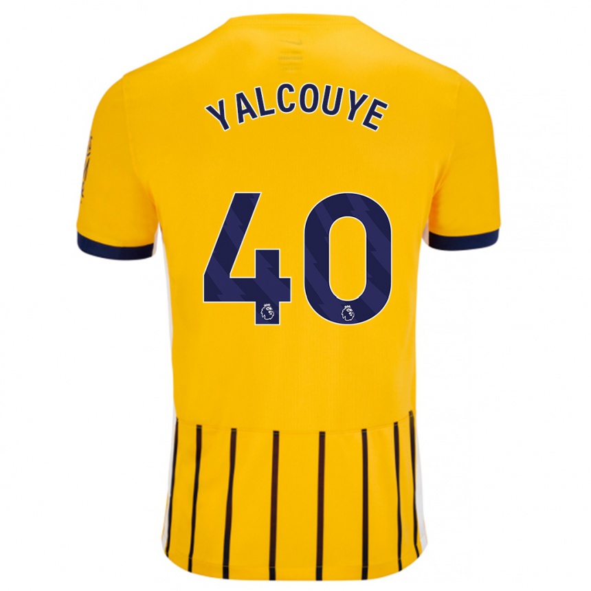 Kids Football Malick Junior Yalcouyé #40 Gold Blue Pinstripes Away Jersey 2024/25 T-Shirt Nz