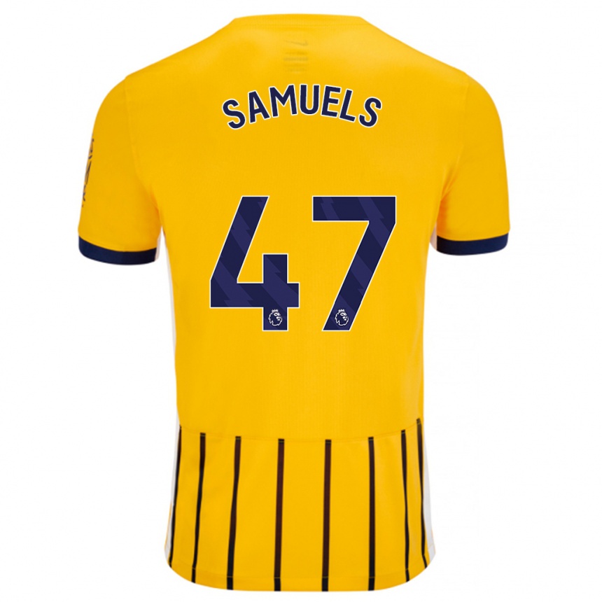 Kids Football Imari Samuels #47 Gold Blue Pinstripes Away Jersey 2024/25 T-Shirt Nz