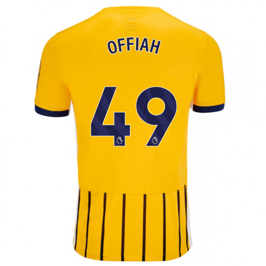 Kids Football Odel Offiah #49 Gold Blue Pinstripes Away Jersey 2024/25 T-Shirt Nz